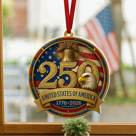 United States 250 Years patriotic acrylic hanging ornament 1776 2026
