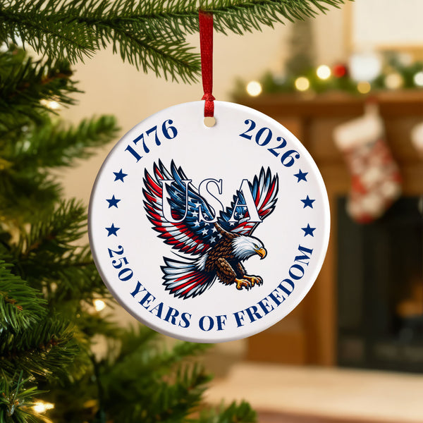 USA 250 Years of Freedom Eagle Ornament | Patriotic Christmas Decor