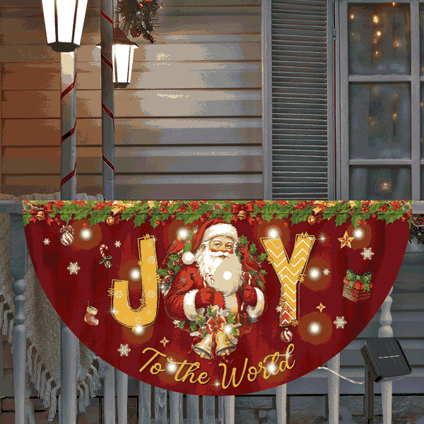 Santa Cardinal Joy to The World Christmas Solar LED Fan Flag