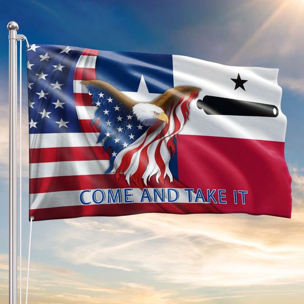 Come And Take It Flag, Eagle Cannon Texas Independence Grommet Flag