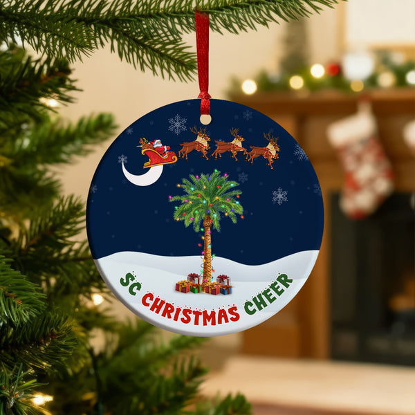 South Carolina Christmas Ornament | SC Christmas Santa Palmetto Tree
