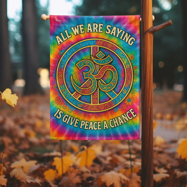 Woodstock OM Hippie Flag | All We Are Saying Is Give Peace A Chance Flag