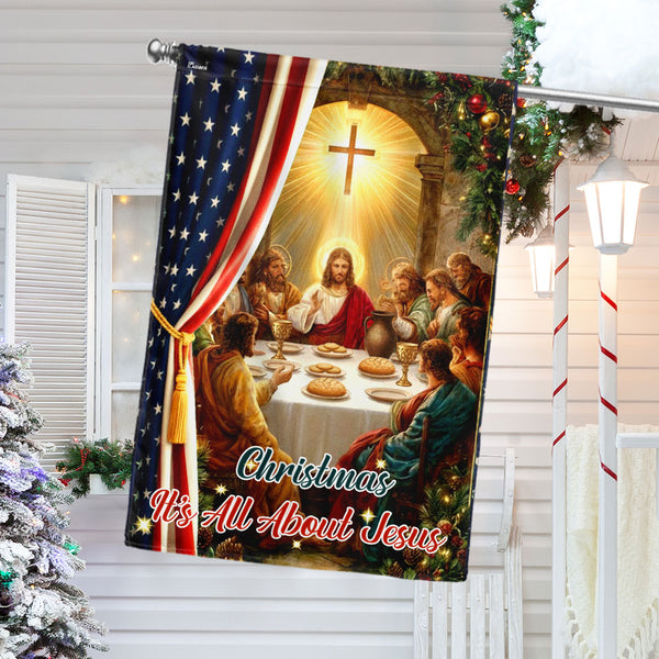 Christ Christmas Flag | It’s All About Jesus Faith Holiday Decor