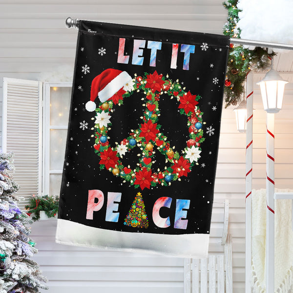 Woodstock Christmas Flag | Let It Be Peace Sign Hippie Christmas Decor