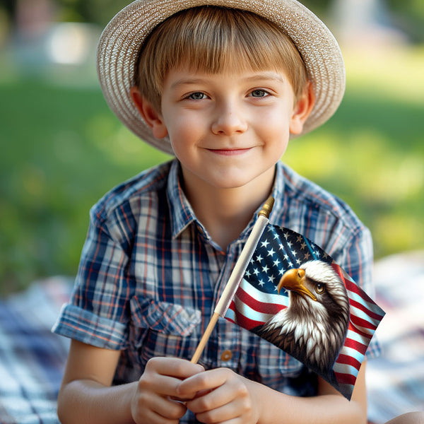 Patriotic American Handheld Flag, Small Eagle Independence American Flag