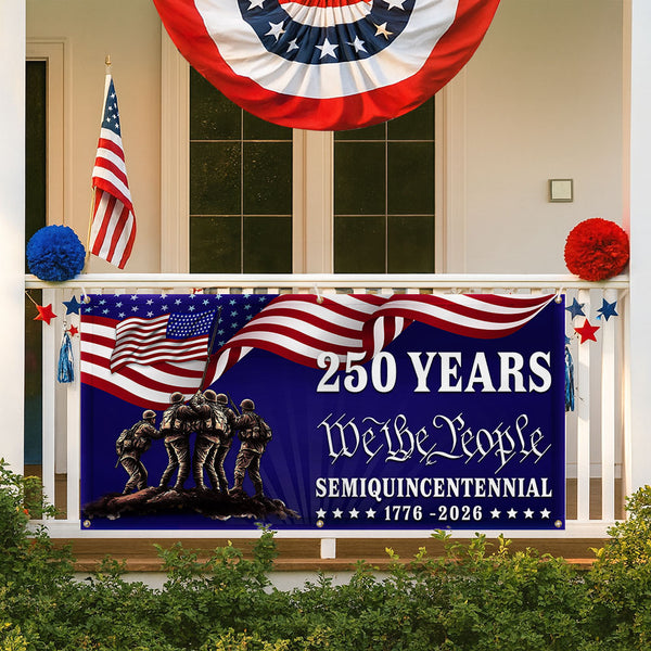 250 years Patriotic Fence Banner We The People American outdoor flag