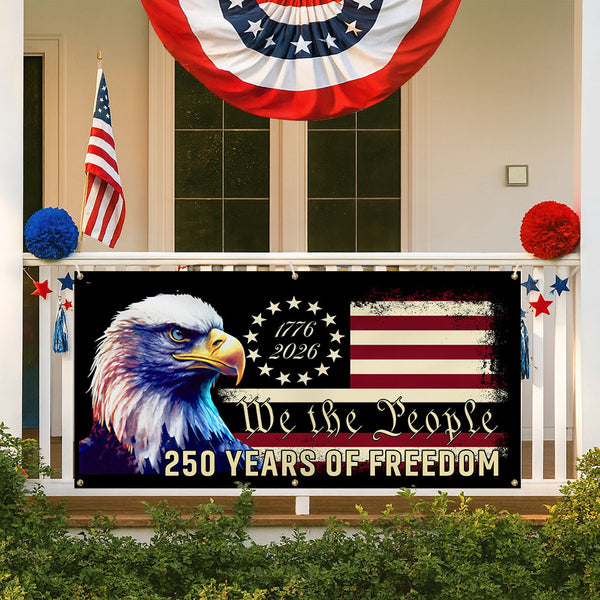 America 250th Anniversary Fence Banner We The People Patriotic Flag