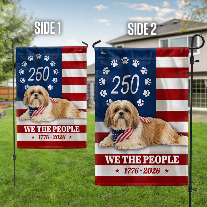 Patriotic American Dog Garden Flag, 250 Years Shih Tzu Dog 1776 2026 F ...
