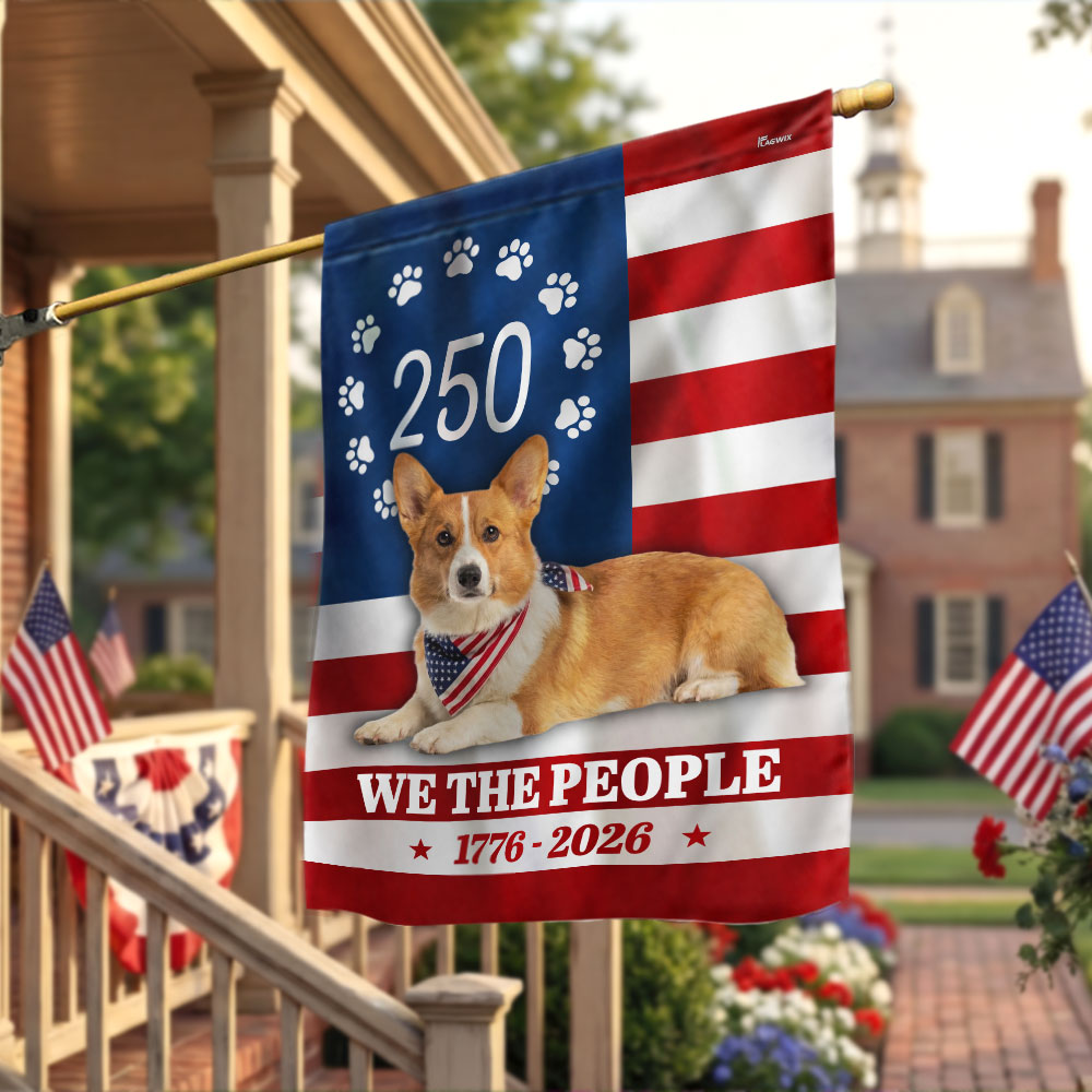 Patriotic Dog American Garden Flag, 250 Years Corgi Dog 1776 2026 Flag ...