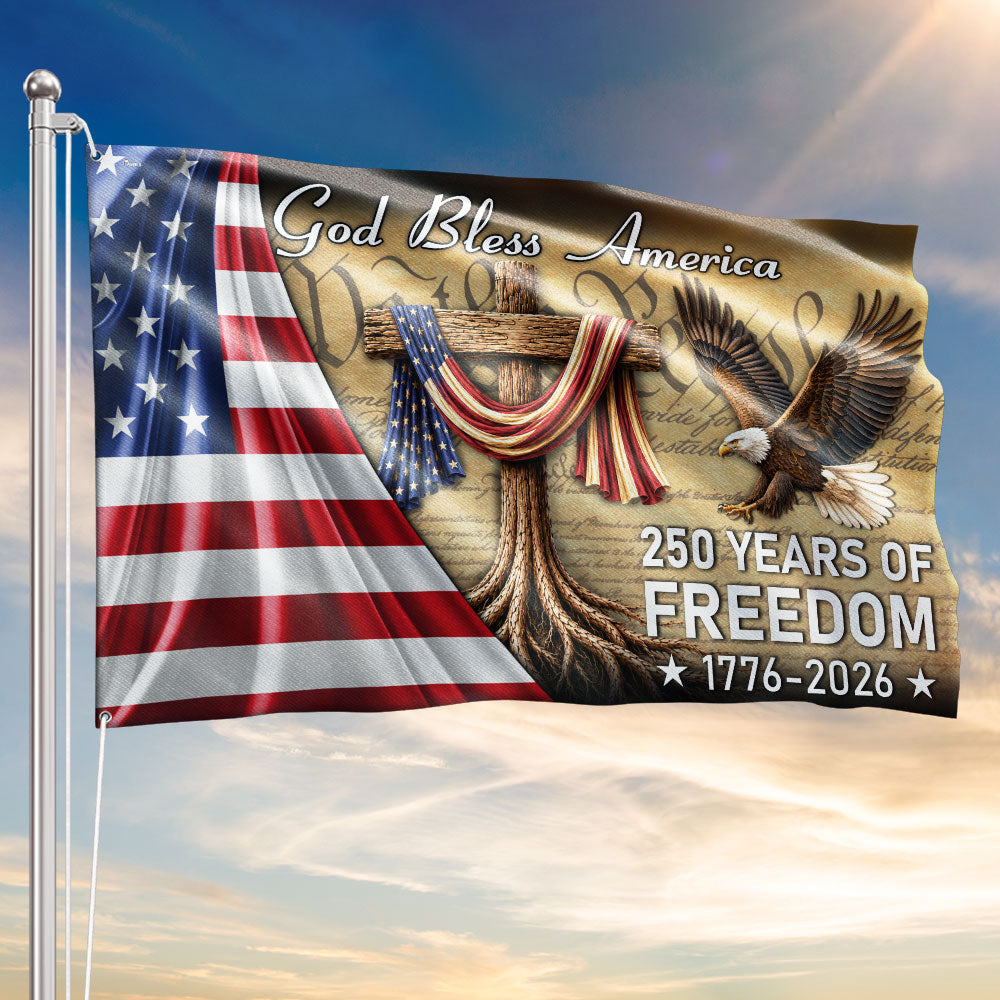 God Bless America Patriotic Grommet Flag for 250 Years of Freedom