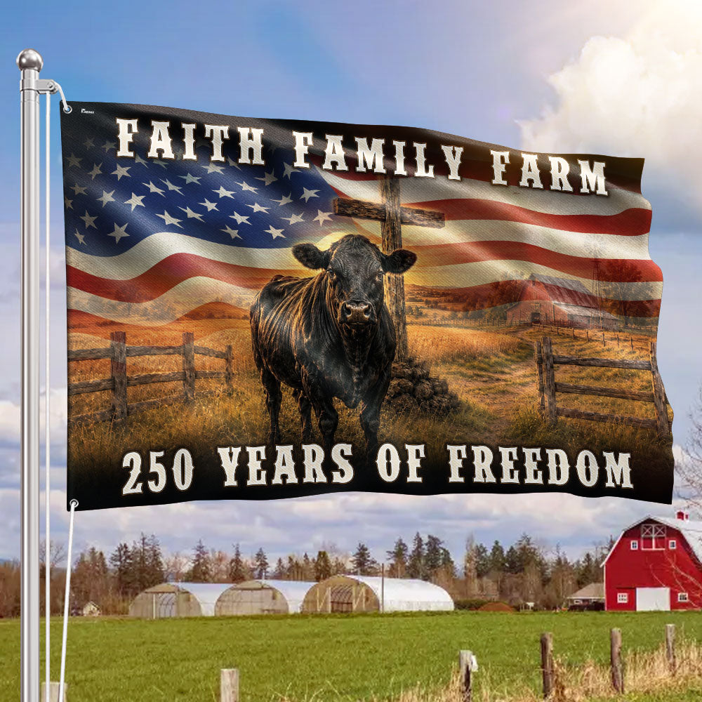 American farm flag decor - Patriotic Cattle 250 Years Flag – Flagwix