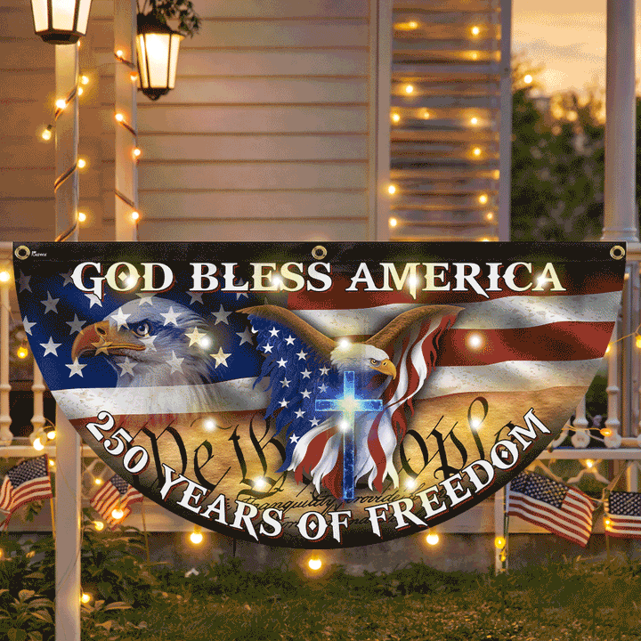 God Bless America solar LED flag decor - 250 Years Celebration