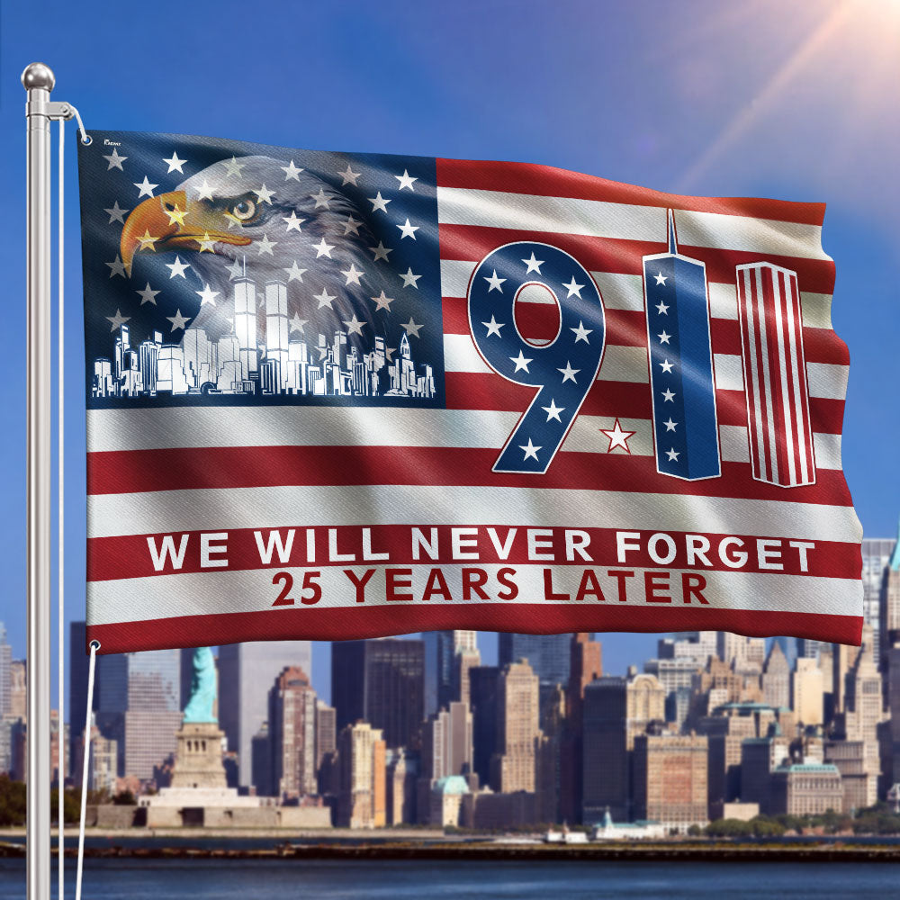 911 Memorial Grommet Flag - We Will Never Forget | PODGASUS – Flagwix