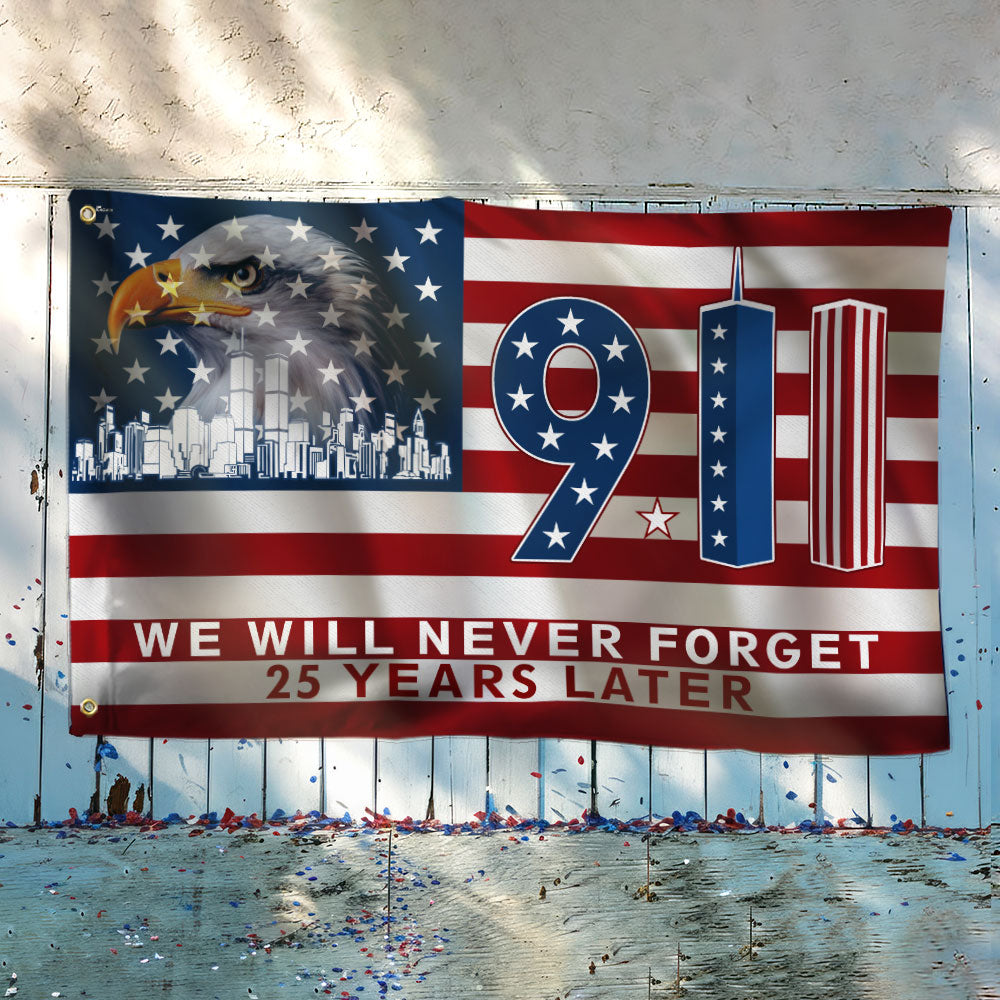 911 Memorial Grommet Flag - We Will Never Forget | PODGASUS – Flagwix