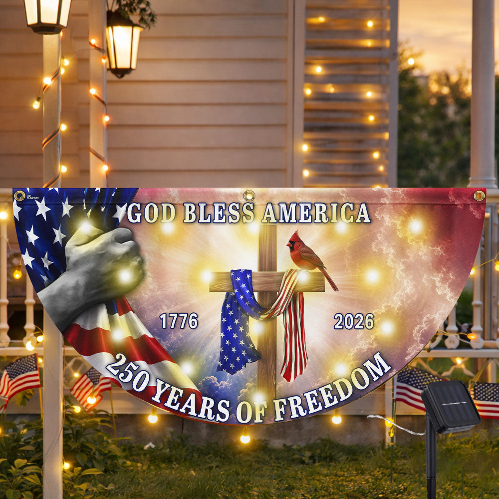 Cardinal Cross Solar LED Flag for 250 Years, God BLess Christ