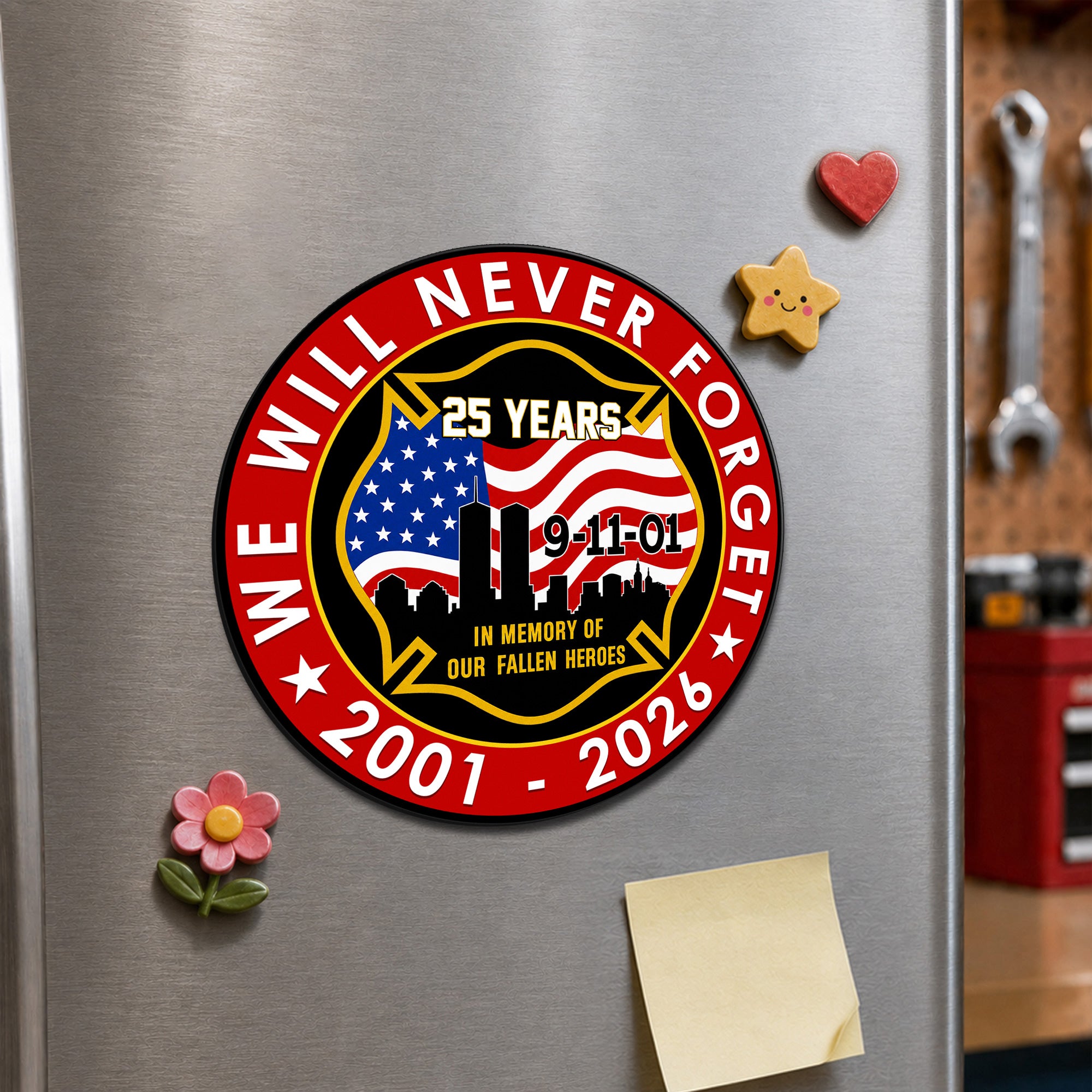 Firefighter 911 Car Magnet, 25 Years Never Forget First Responder