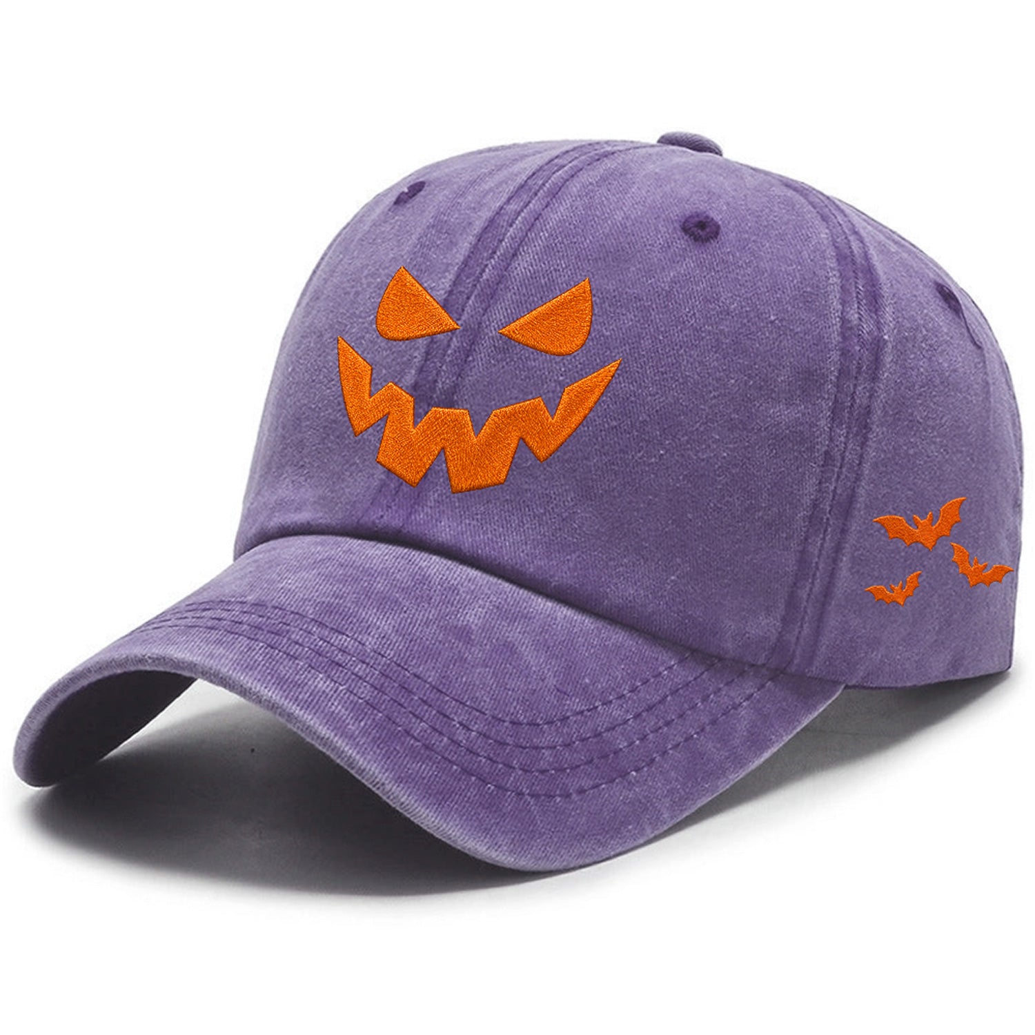 Embroidered Halloween Hat Jack O Lantern Scary Pumpkin Face
