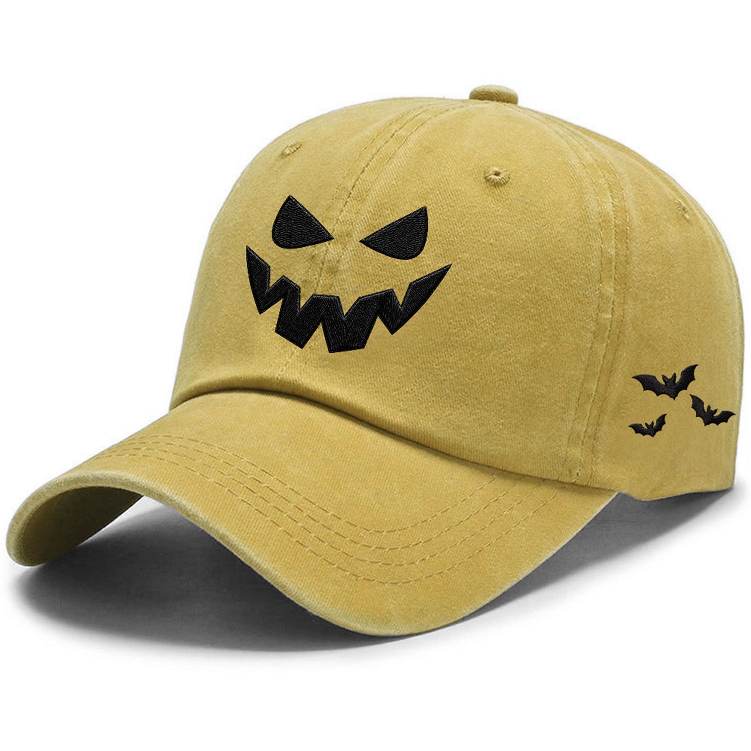 Embroidered Halloween Hat Jack O Lantern Scary Pumpkin Face