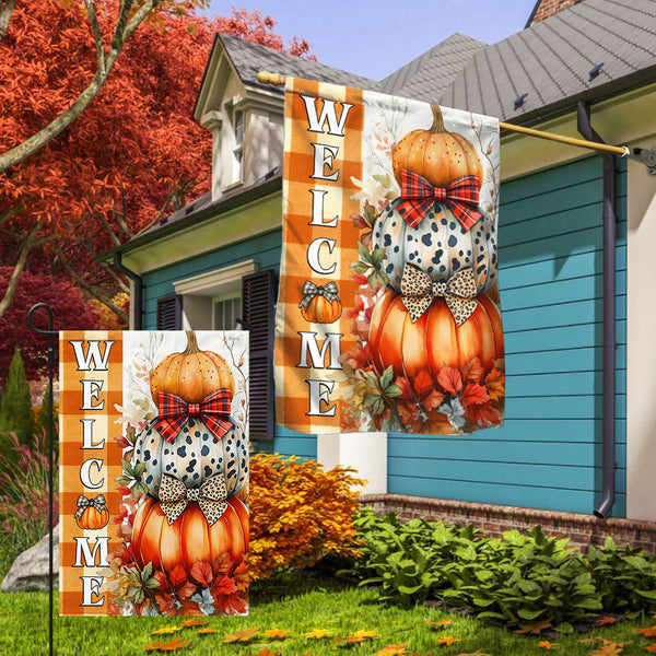 Fall Pumpkin Welcome Garden Thanksgiving US Flag LHB-1299-LPN