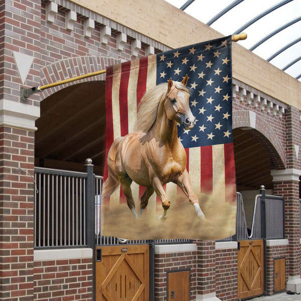 American Flag - Patriot Horse Canvas Flag with Stars and Stripes for House and Garden Decor