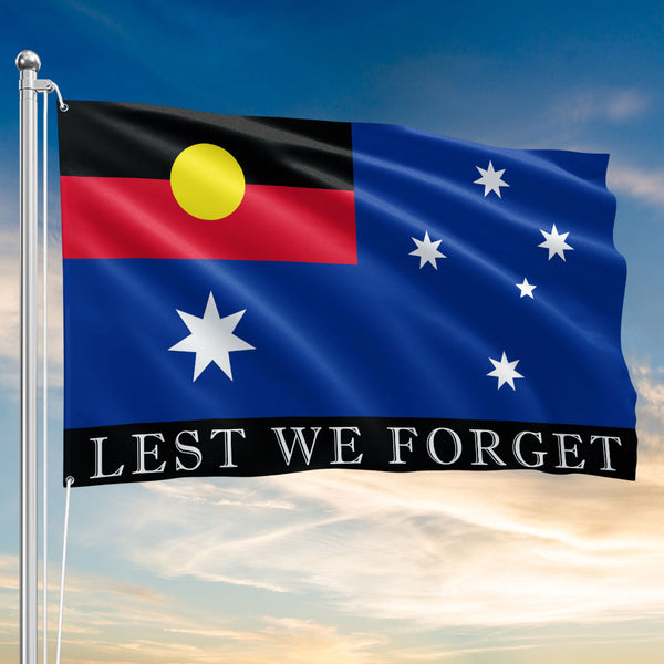 Lest We Forget Flag – Australia Aboriginal ANZAC Day Remembrance Flag
