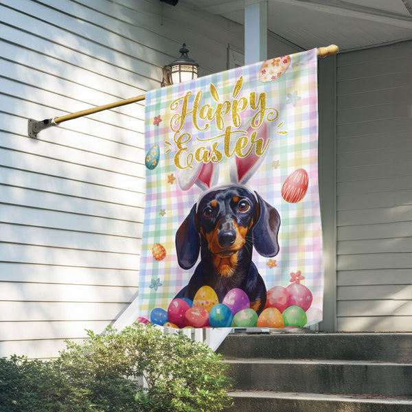 Dachshund King Queen of Mardi Gras Flag - Dog Welcome Flag for Decor