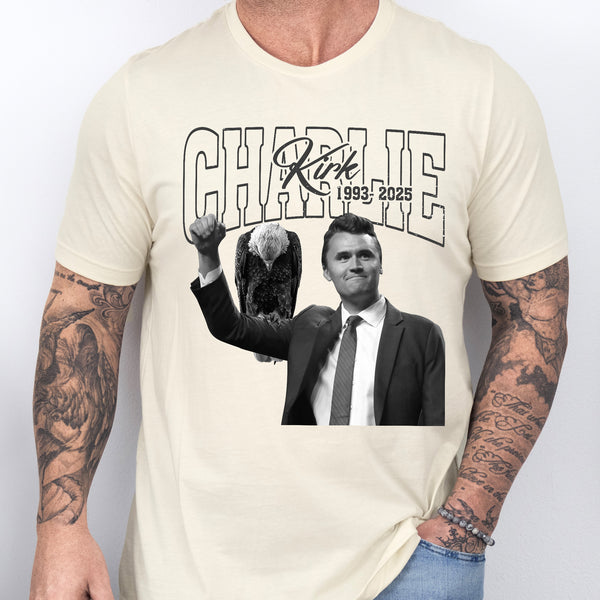 RIP Charlie Kirk 1993 2025 Tribute T-Shirt - Bald Eagle Patriotic Shirt
