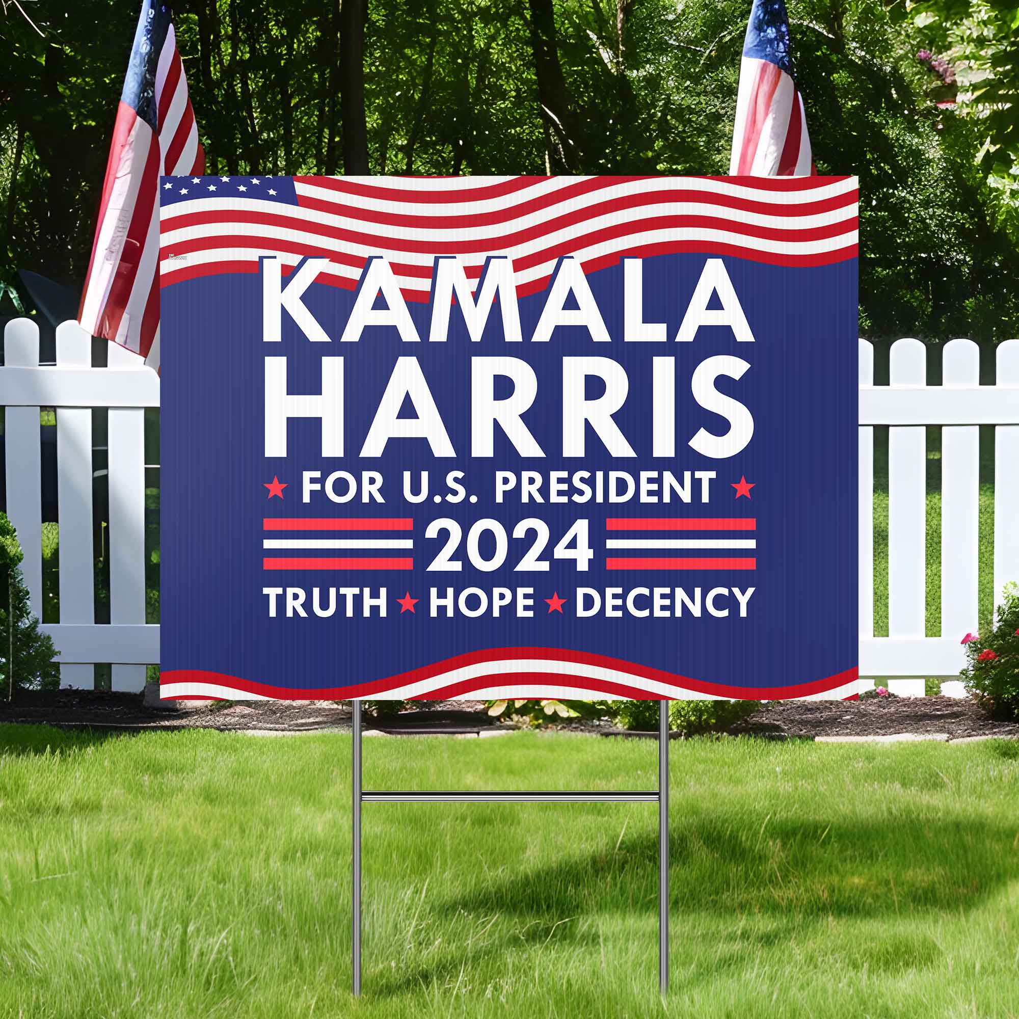 Kamala Harris for U.S. President 2024 Truth Hope Decency Yard Sign ...