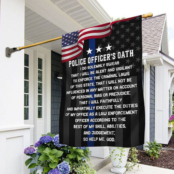 Police Officer's Oath Law Enforcement Thin Blue Line Flag