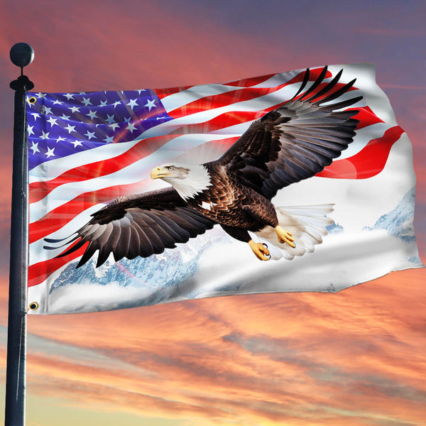 Patriotic Bald Eagle American Grommet Flag