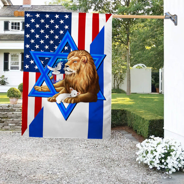 Jewish American Israeli  Lion Of Judah Star Of David Flag TQN1898F