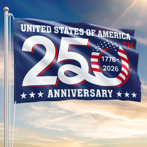 Patriotic 250th Anniversary 1776 2026 Semiquincentennial grommet flag