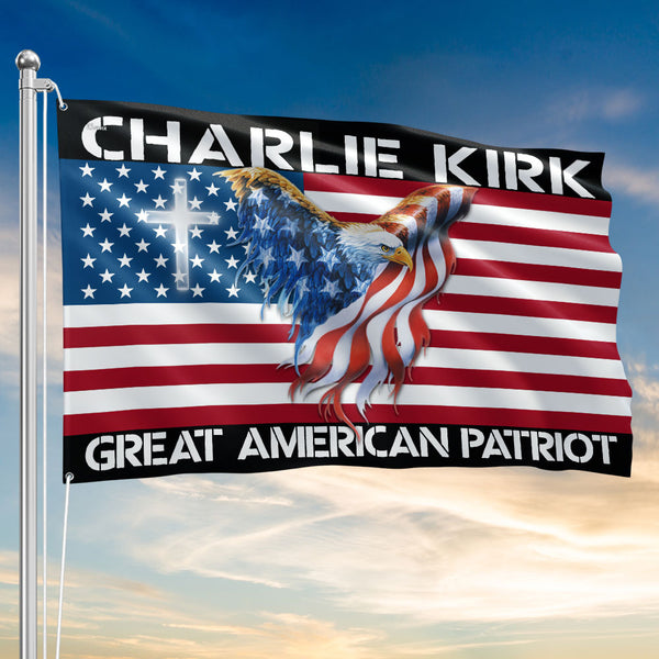 Charlie Kirk Freedom Great American Patriot Justice Charlie Kirk Memorial Patriotic Eagle US Grommet Flag
