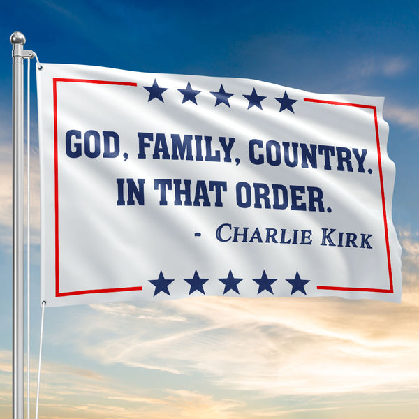 God Family Country Charlie Kirk Flag Republican USA Freedom Patriot Grommet Flag