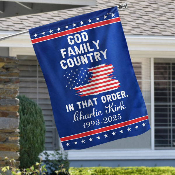 Freedom Charlie Kirk Patriotic American Flag God Family Country In That Order Patriotic US Flag