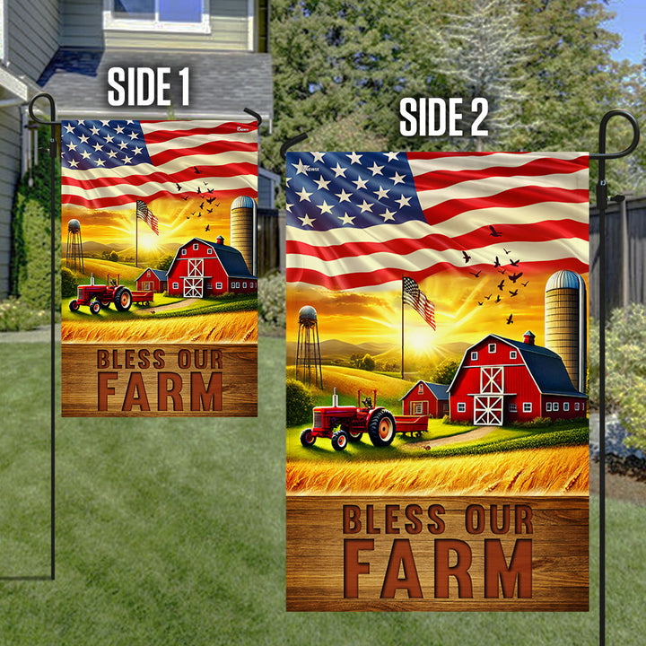 Collector's Tractor Flag – 'Bless Our Farm' Garden Banner, 11-3/4 X 17-3/4 Inches