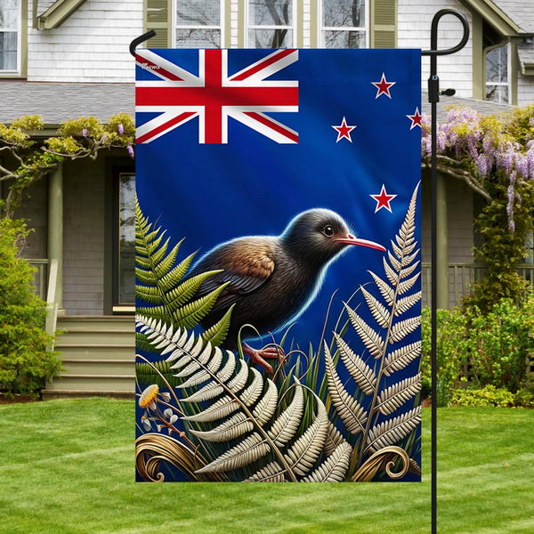 FLAGWIX New Zealand Kiwi Bird and Fern Flag
