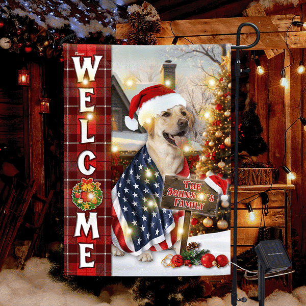 Personalized Merry Christmas Labrador Retriever Welcome Solar LED Flag
