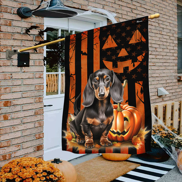 Dachshund Halloween Wiener Sausage Dog Flag