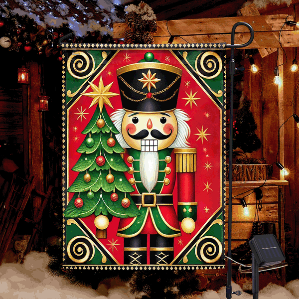 Christmas Soldier Nutcracker Christmas Solar LED Garden Flag VTM657SF