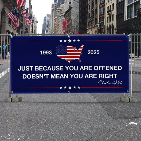 Charlie Kirk Quote Fence Banner - Patriotic Memorial Sign with USA Flag
