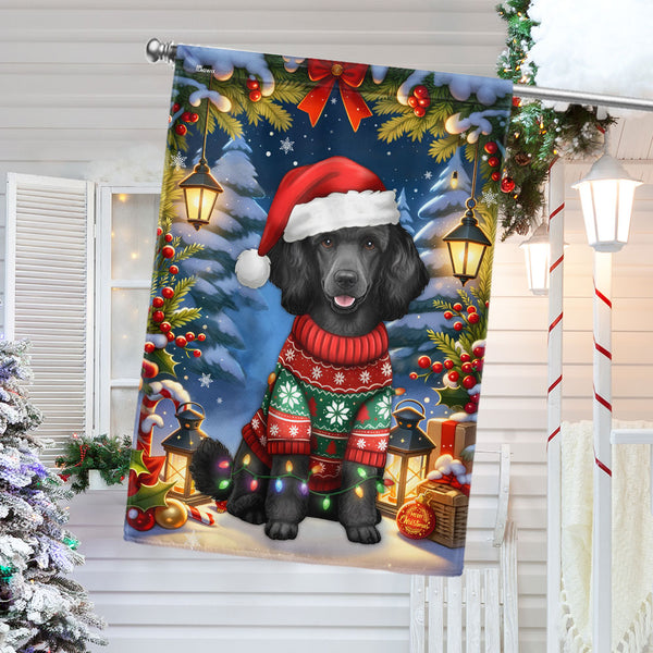 Black Cocker Spaniel Christmas Flag for Winter Holiday Decorations