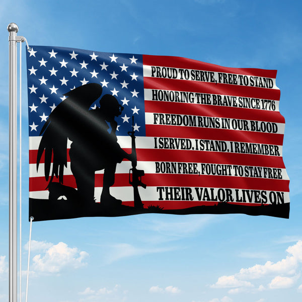 Proud to Serve Military Grommet American Flag for Veterans Day Decor