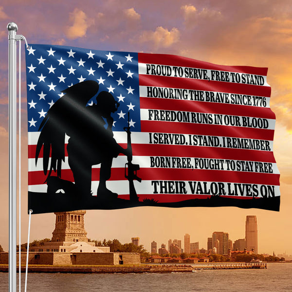 Proud to Serve Military Grommet American Flag for Veterans Day Decor