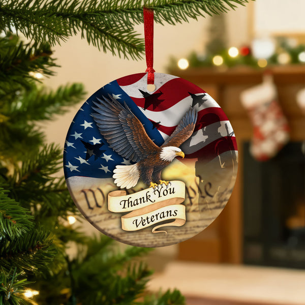 Thank You Veterans Christmas Ceramic Ornament for Patriotic Memorial Decor