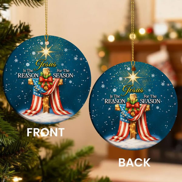 Jesus Is The Reason for the Season American Christmas Ceramic Ornament