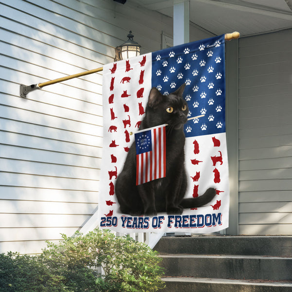 250 Years of Freedom Bombay Flag | Patriotic Bombay Cat Holding US Flag