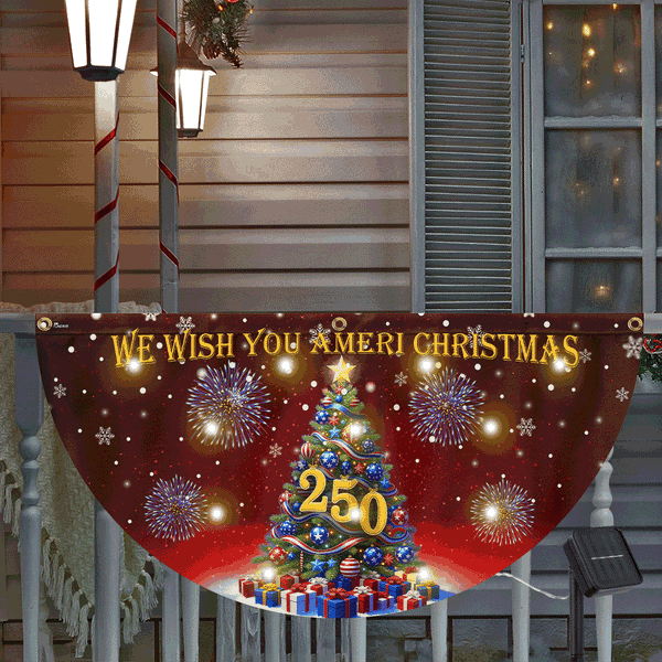 We Wish You Ameri Christmas Flag | 250th Christmas Tree Fan Flag for Decor
