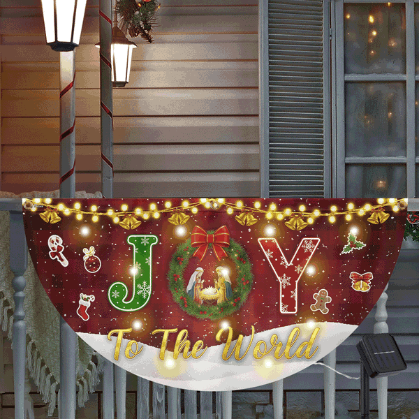 Joy To The World Flag | Nativity Of Jesus Christmas Solar Led Fan Flag