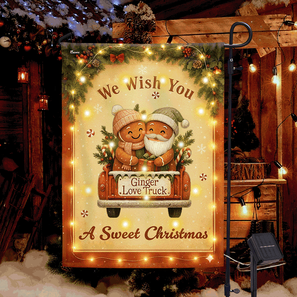 Gingerbread Christmas Flag | Sweet Christmas Solar Led Garden Flag